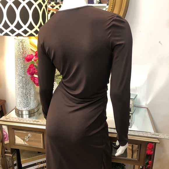 GUCCI Brown Twist Front Long Sleeved Dress - Picture 6 of 8